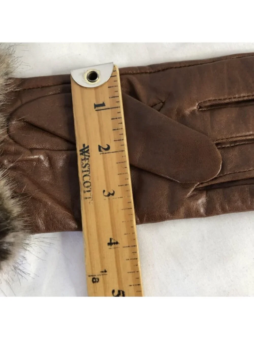 Barbour Gloves Womens M Brown Leather Faux Fur Cuff Lined Winter Warm Insulated